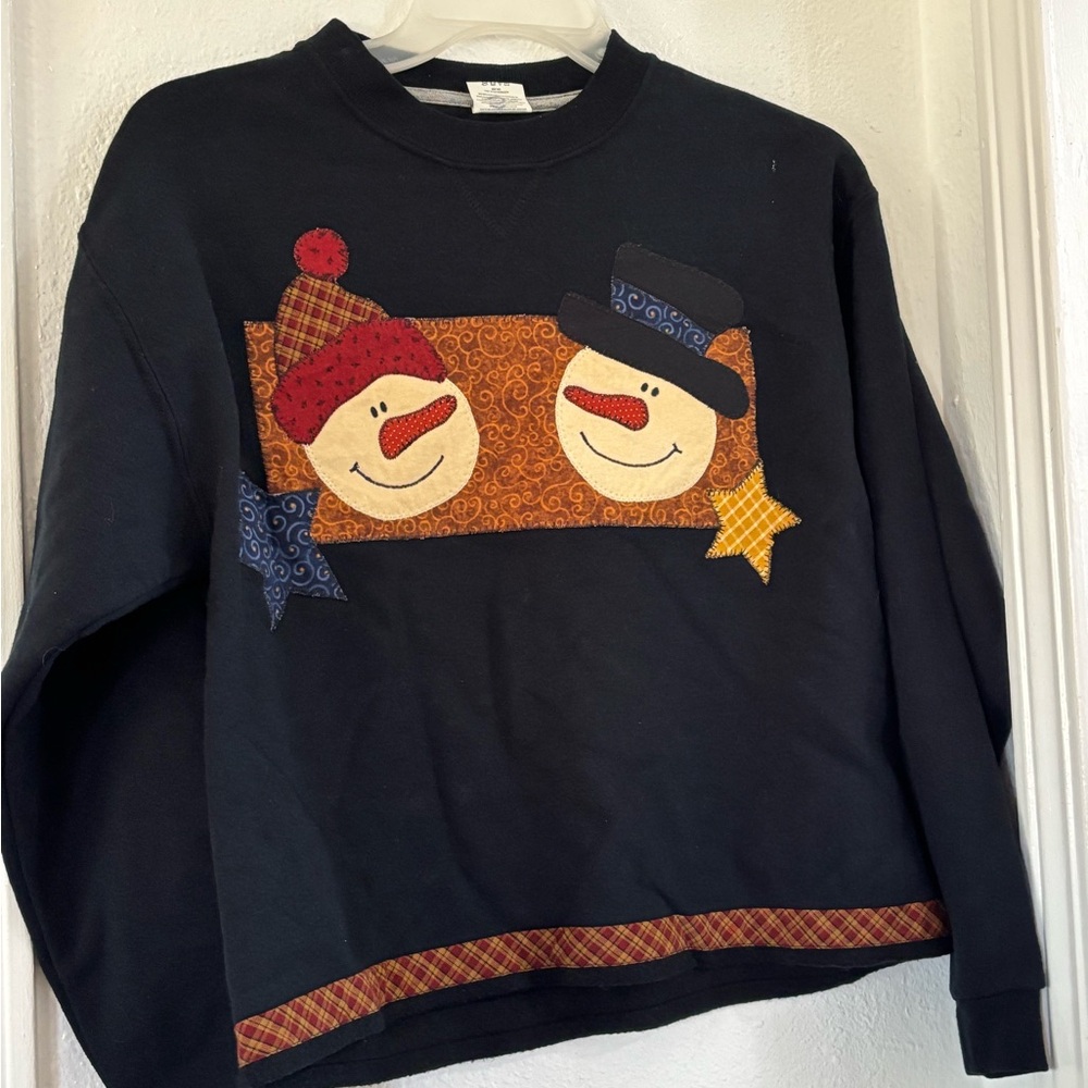 Jerzees Black Snowman Crewneck Sweater